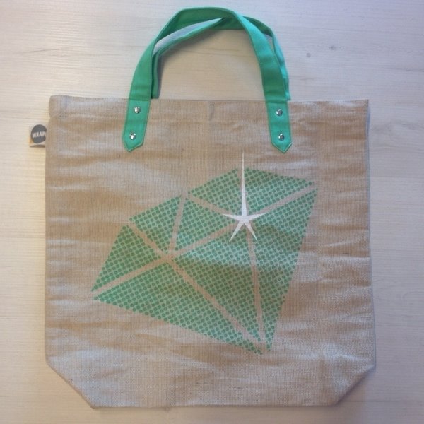 Tuyu Shopper Jute/Katoen Diamant Groen