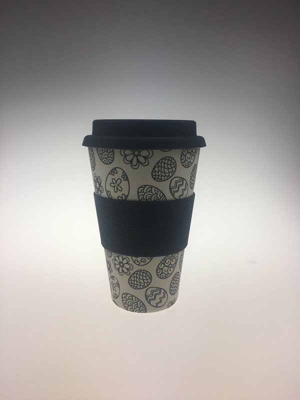DD Italy Bamboo cup 400ml, B/W Eggs