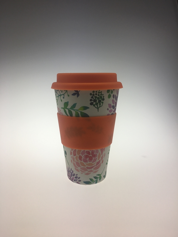 DD Italy Bamboo cup 400ml, colored flowers
