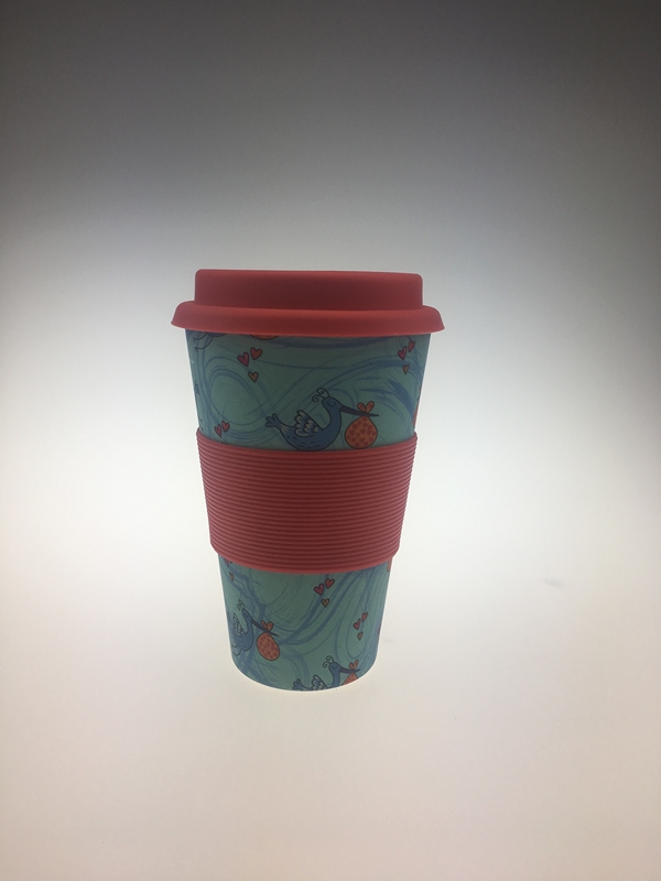 DD Italy Bamboo cup 400ml, blue birds