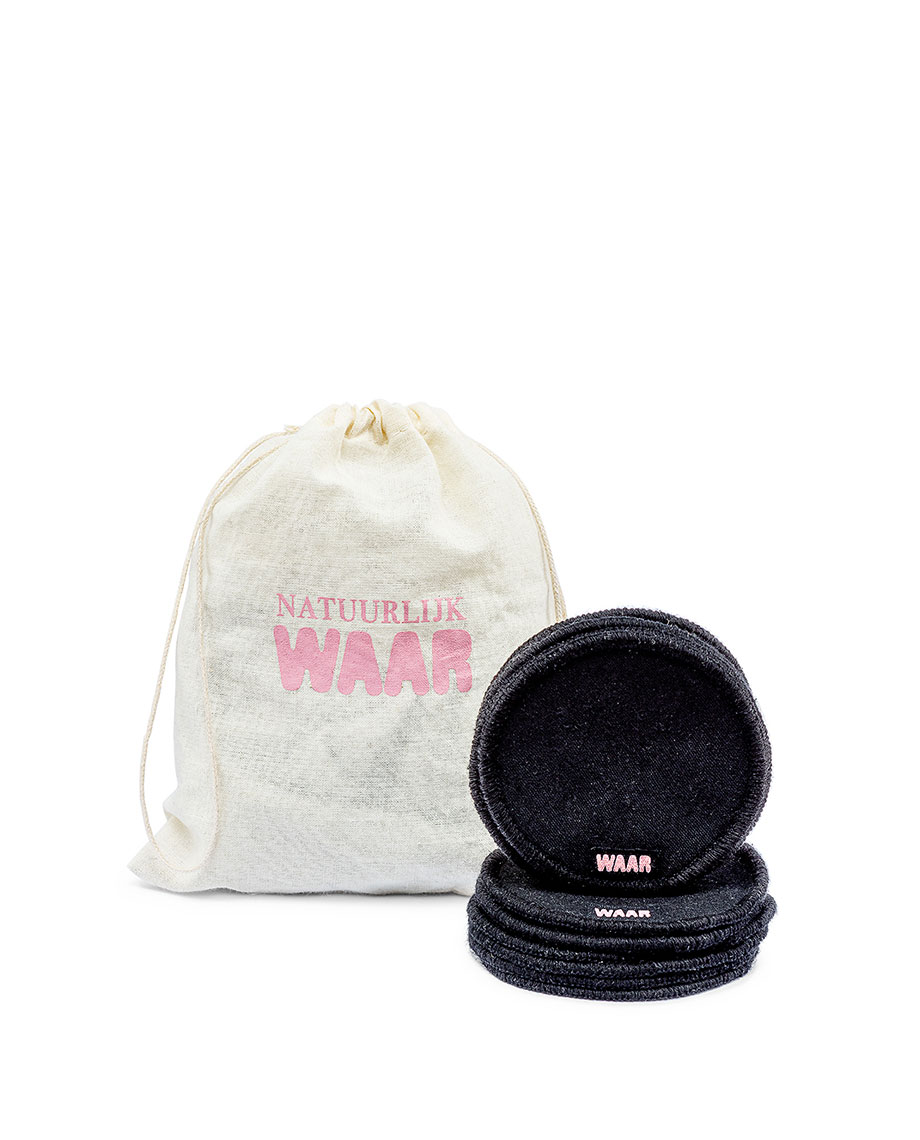 NatuurlijkWAAR - Make-up pads zwart - wasbaar  14st