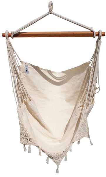  Hangstoel Naturel Gehaakte Rand 135x125 Cm