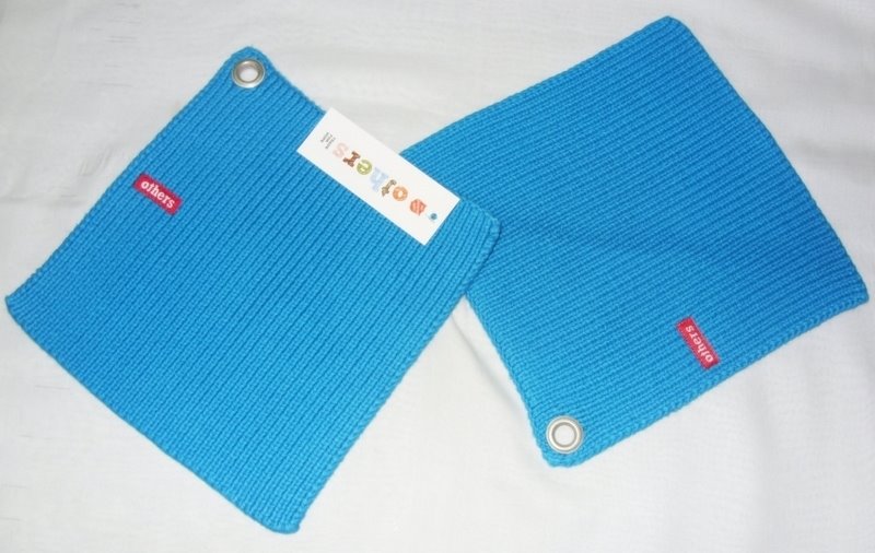 Kanika Pannenlappen - gebreid - fairtrade - Blauw - set van 2