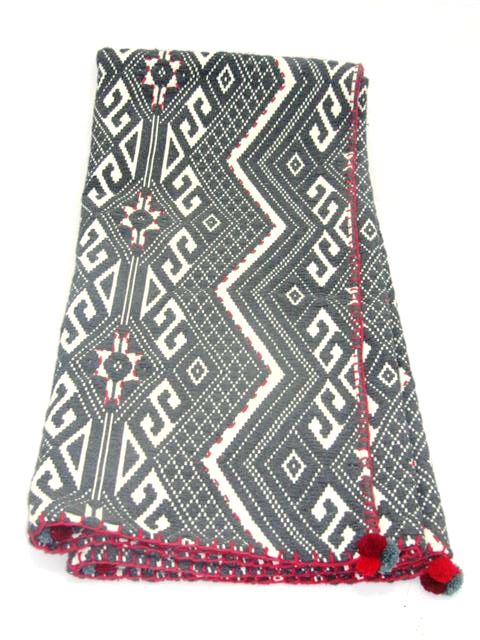 Fairtrade Kleed Grijs native print 130x180cm