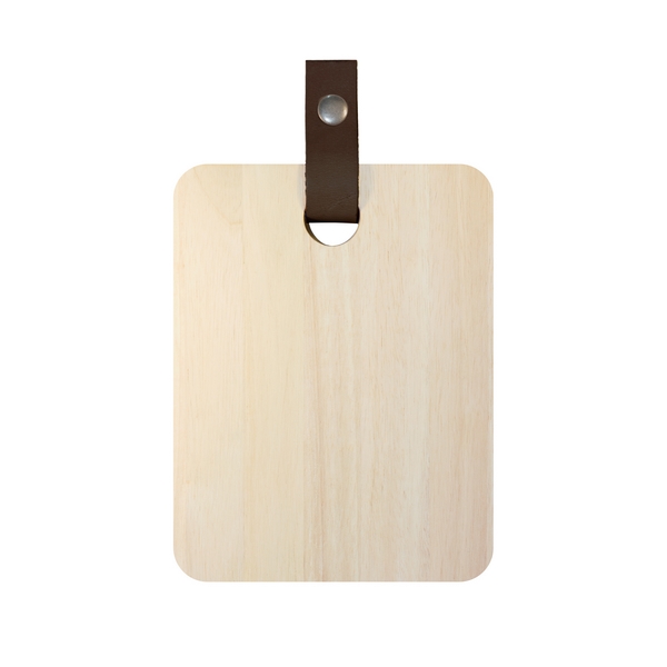 ECO Design - Houten snijplank met lerenband - 15x20cm - Bruin