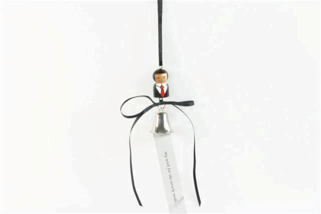  Hanger 'Wensbel' Bruidengom Hout/Met.