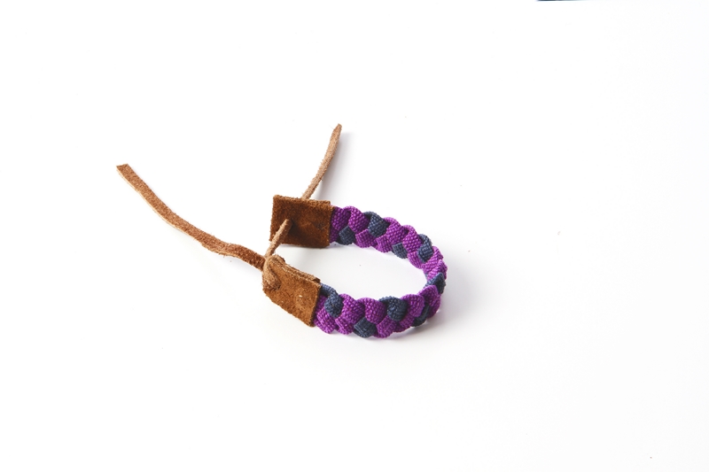 Bohemian Fair Trade Armband Gevlochten Katoen Suede Paars