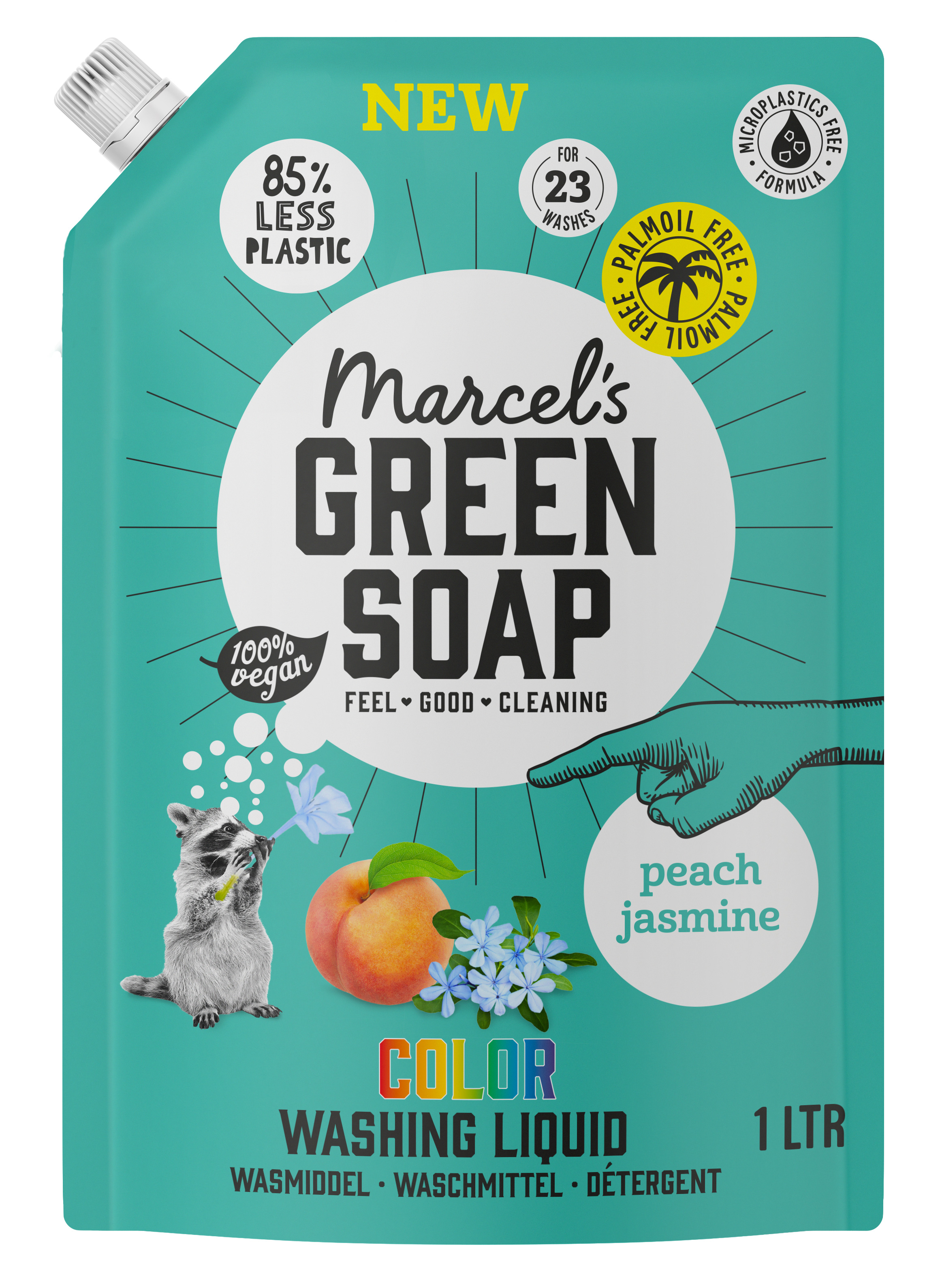  Marcel's Green Soap Wasmiddel Kleur Peach&Jasmine Navul 1L