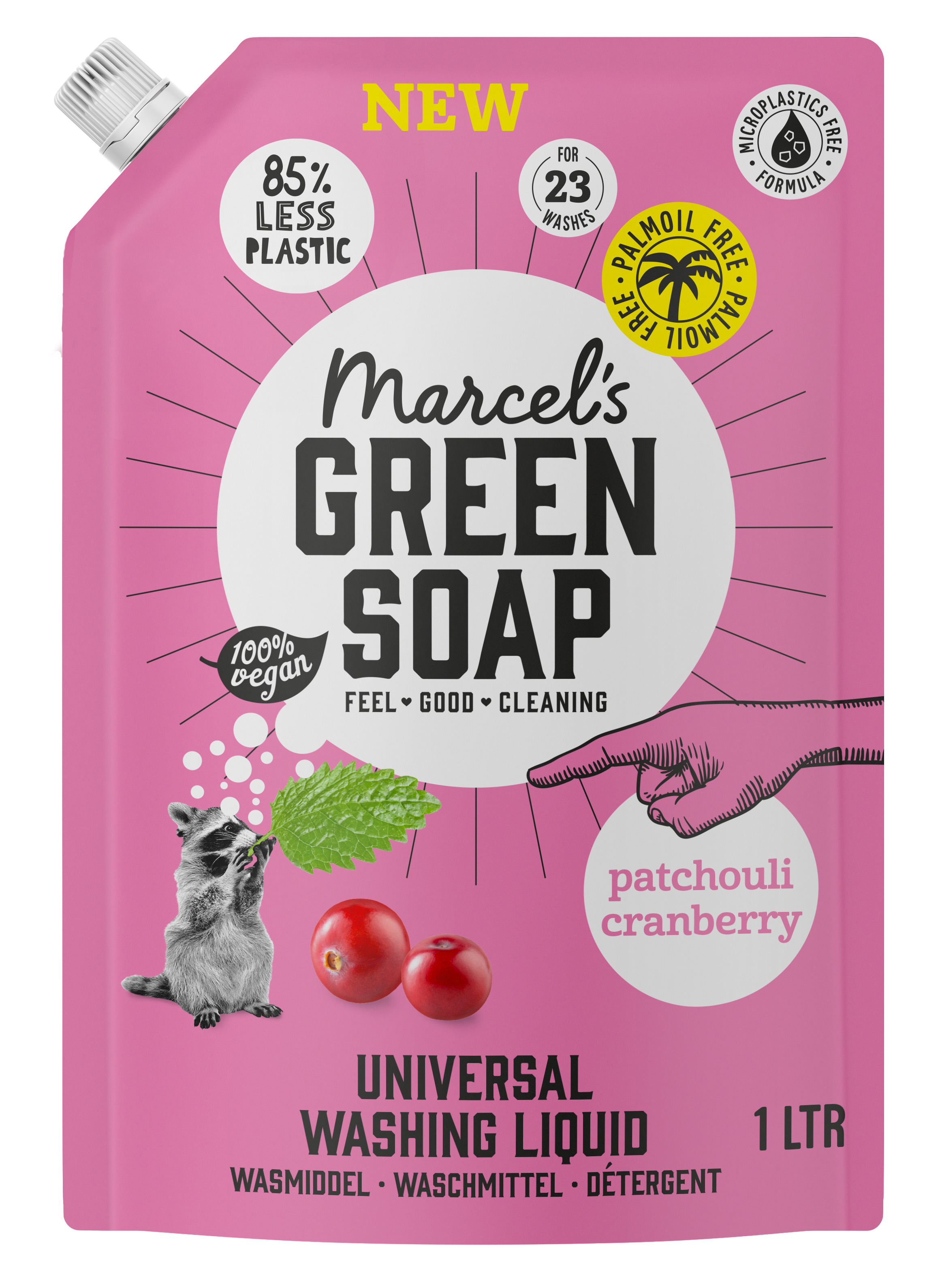  Marcel's Green Soap Wasmiddel Universeel Patchouli&Cranberry Navul 1L