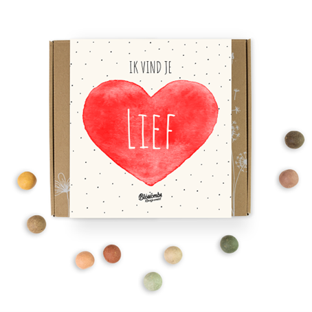 Blossombs Bloembommetjes Giftbox Medium - 9 Zaadbommetjes - Ik Vind Je Lief
