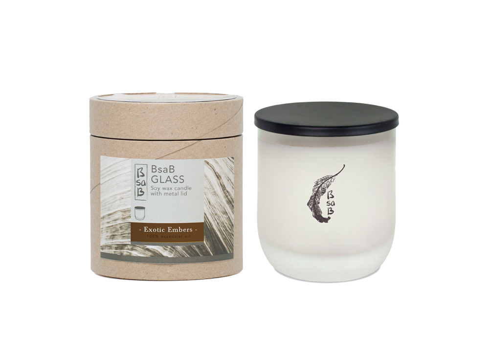 BsaB Candle Frosted Glass Exotic Embers (Eo)