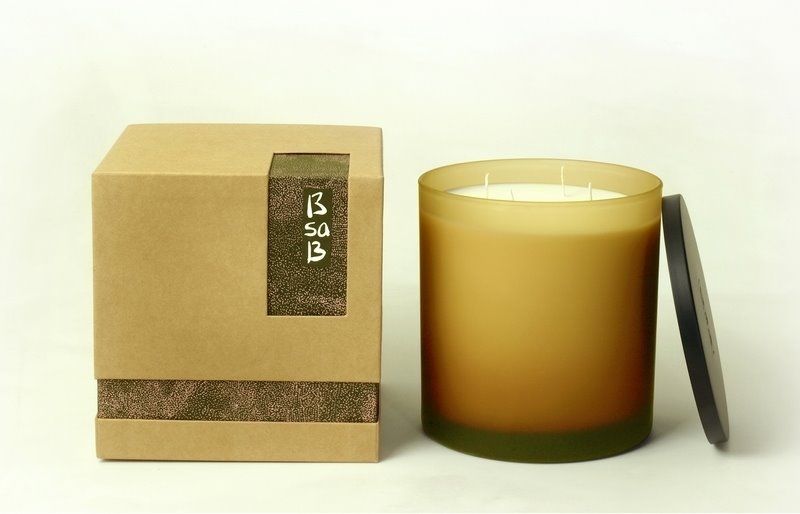 BsaB Candle Large Frosted Glass Amber Darjeeling Tea (Fr)