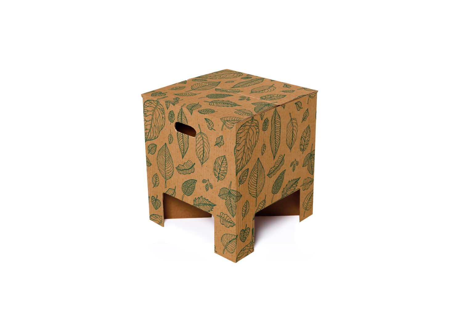 Dutch Design Brand - Dutch Design Chair - kartonnen krukje - Groene bladeren - Natural Leaves